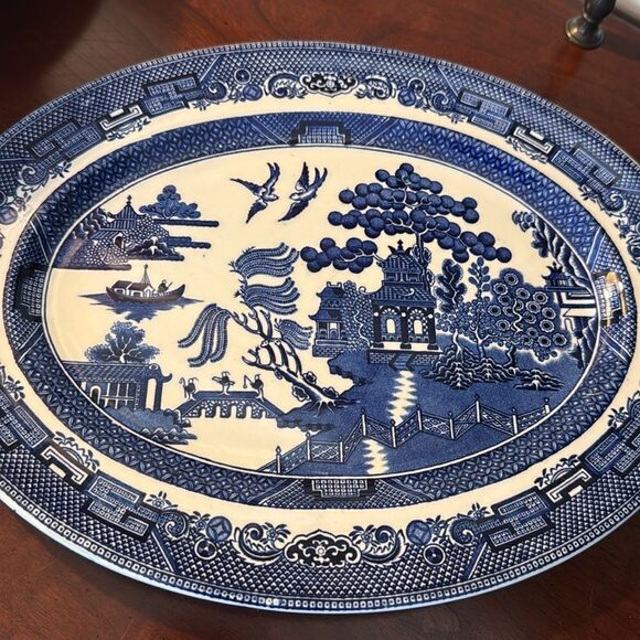 Willow Blue Made in England Oval Platter - Excellent Vintage Condition - Picture 11 of 13